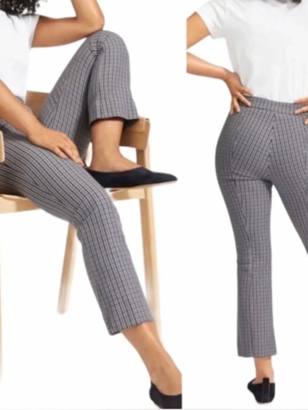Everlane The Kick Crop Checkered Plaid Side Zip Pants in Size 0